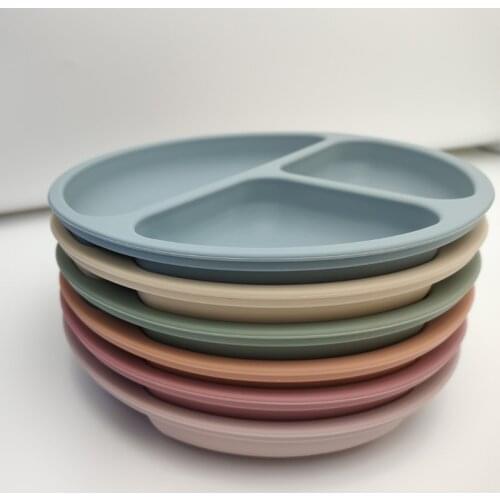 Waterproof Food Grade Silicone Baby Divided Suction Bowl Anti-Slip Children Dinner Plate Infant Learning Feeding Dish