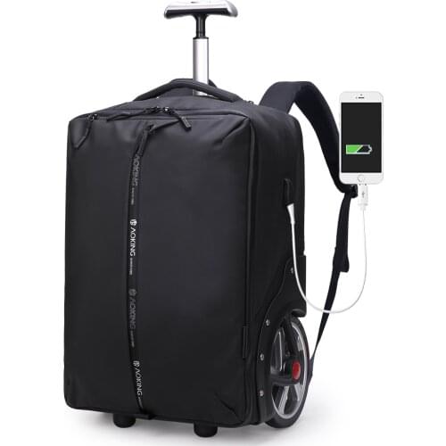17 inch Laptop backpack USB Charging Waterproof Luggage Men Travel trolley bag Backpack Men Carry-on Wheel Rolling Suitcase