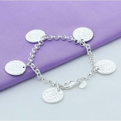 High Quality 925 Sterling Silver Round Shape Charm Bracelet for Women Lady Classic Jewelry Bracelet Best Gifts