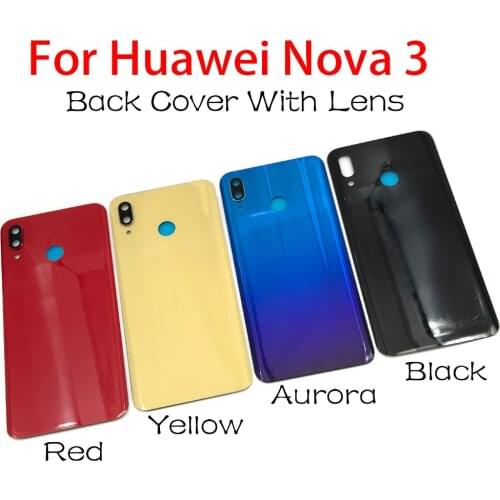 Back Battery Door Rear Housing Cover Case With Camera Glass For Huawe Nova 3