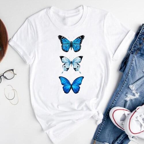 Women Graphic Butterfly 90s Cute Printing Sexy Fashion Print Short Sleeve Summer Female Clothes Tops Tees Tshirt T-Shirt