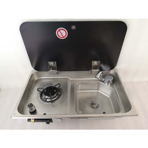 Boat Caravan RV Camper LPG Gas Stove Hob and Sink Comb With Tempered Glass Lid 536*318*146/120mm GR-903