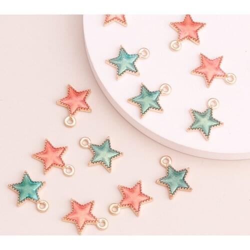 10pcs 15x12mm Small Enamel Stars Jewelry for Making Earrings DIY Pendants Necklaces Crafting Bracelets Charms