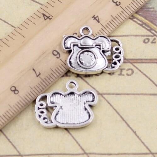 10pcs Charms Telephone Phone 22x18mm Tibetan Bronze Silver Color Pendants Antique Jewelry Making DIY Handmade Craft