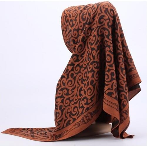 110x110cm Islamic Womens Retro Square Hijabs Scarves Jacquard Satin Muslim Head Scarf Hijab Long Shawl National Retro Pashmina