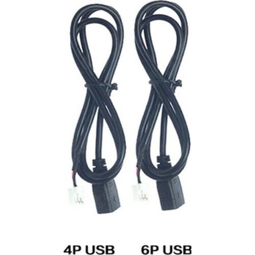 2Pcs 4Pin+6Pin Connector USB Cable for Car Radio Stereo 1M USB Cable USB Adapter Vehicle Replacement Accessories
