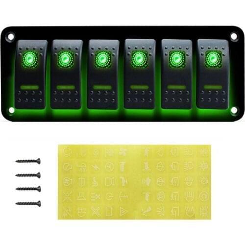 6 Gang Switch Panel Marine Boat LED Rocker Switch Circuit Breaker Control Panel For Car Truck RV Yacht 12V-24V
