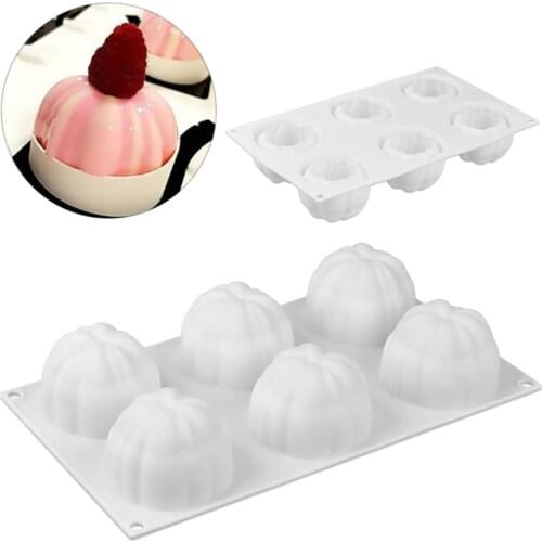 6 Cavity Pumpkin Silicone 3D Cake Baking Pastry Mold Chocolate Mousse Mould 2
