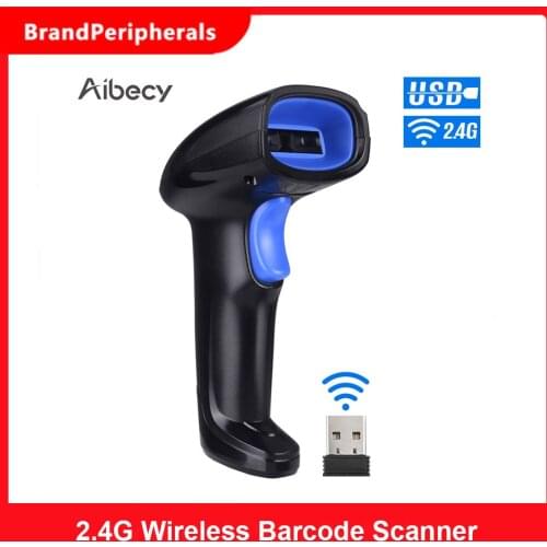 Aibecy 2-in-1 2.4G Wireless Barcode Scanner & USB Wired Barcode Scanner Automatic Handheld 1D Bar Code Scanner Reader