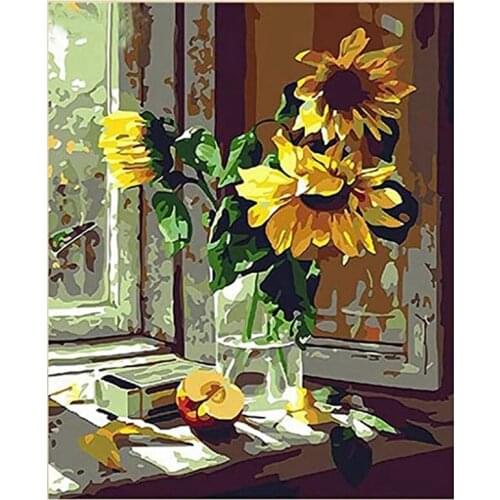 Promotion! Sunflower Flower Digital Christmas Birthday Gift Student Teen Acrylic Digital Painting