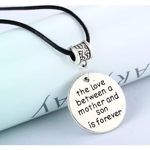 Bespmosp Love Between Mother Son Charm Pendant Chain Bead Vintage Necklace Leather Mom Mothers Day Women Jewelry