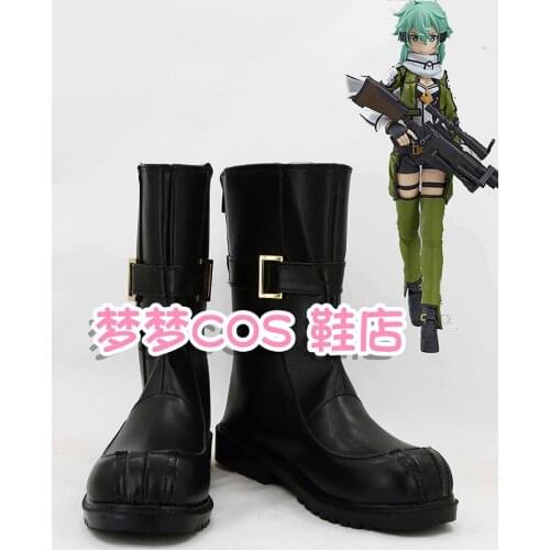 Sword Art Online II SAO Gun Gale Online GGO Asada Shino Sinon Shoes Cosplay Boots Custom Made Any Size Role Play Props