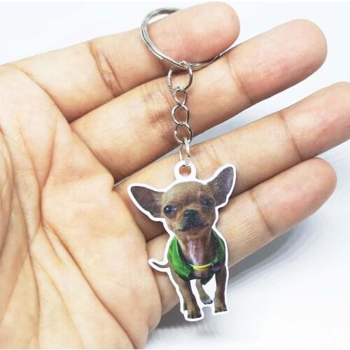 Chihuahua Dog Keychain Aluminum Alloy Animal Sit NOT 3D Cute Keyring Mens Car Key Chain Ring Friends Christmas Gift For Womens