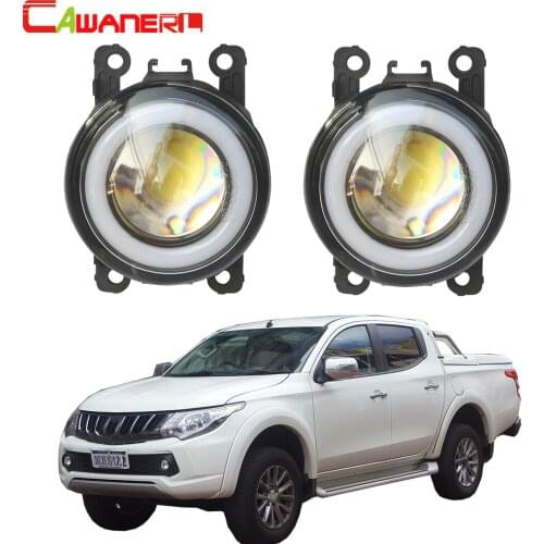Cawanerl For Mitsubishi Triton Strada 2005-2018 Car H11 LED Fog Light 3000LM COB Angel Eye DRL Daytime Running Light 12V