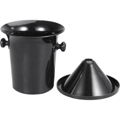 Wine Dump Black Plastic Wine Spittoon - Standard Size with Black Funnel Champagne Bucket