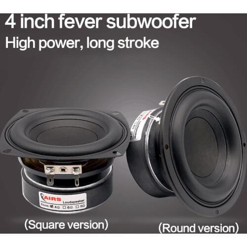 4 Inch Subwoofer Speaker Bass 25~50W 4~8ohm Amplifier Speaker DIY Home Audio High Power Woofer Speaker Round Square 73Hz-2500Hz