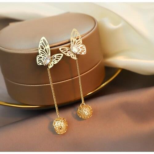 Elegant Temperament Personality INS Design Butterfly Earrings 2021 Opals Pendant Wedding Banquet Nightclub Women Jewelry