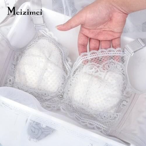 Meizimei cotton bras for women thin lace bralette plus size minimizer brassiere push up crop top bh CDE cup lingerie intimates