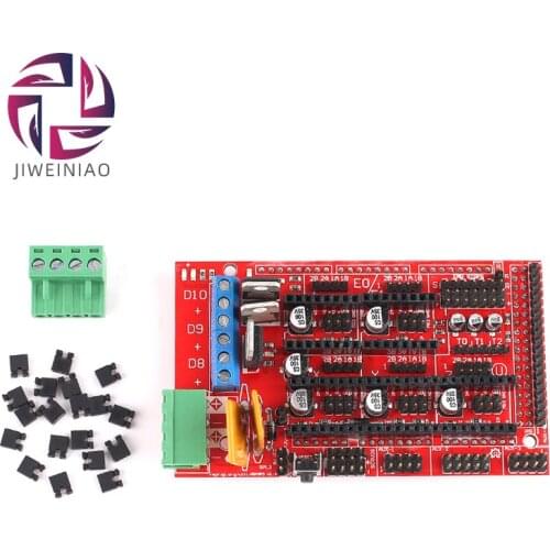 JIWEINIAO RAMPS 1.4 Control Board Panel Part 3D Printers Parts Motherboard Shield Red Black Accessories with Bag