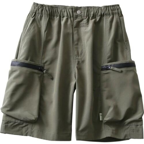 Summer New Mens Casual 5-point Hiking Pants Outdoor Trekking Fitness Sports Loose Patch Pocket Elastic Waist Tooling Shorts