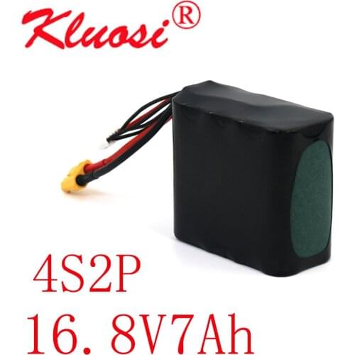 KLUOSI 14.8V 7Ah 4S2P 16.8V Li-ion Battery High Capacity UAV Rechargeable for Various RC Airplane Drone Quadrotor XH2.54-5P XT60