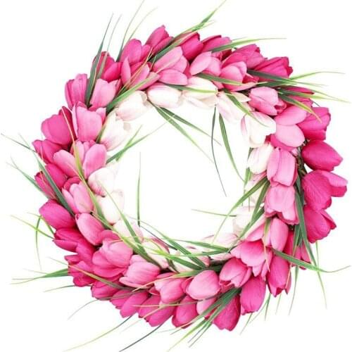 Best Artificial Tulip Flowers Spring Wreath for Front Door Porch Farmhouse Patio Garden Wedding Party Wall Window Home Decor