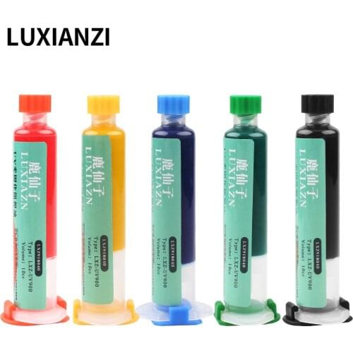 LUXIANZI 10ml UV Curing Solder Mask Ink 5 Color Green Oil For PCB BGA Circuit Board Soldering Paste Flux Insulating Protect