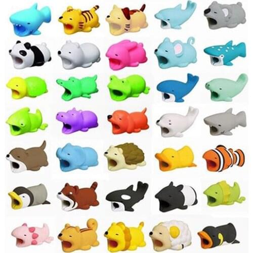 Cute Cable Bite Protector for Iphone cable Winder Phone holder Accessory cable biters dog rabbit cat Animal doll squishy toys
