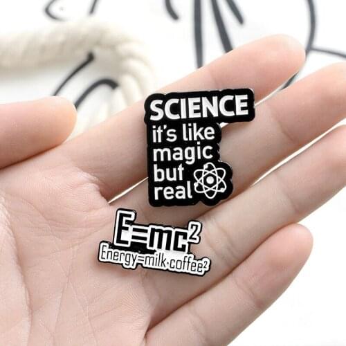 Science Its Like Magic But Real Enamel Pin Seek Knowledge Lapel Pin Gift Simple Black Atheism Symbol Brooch Scientific Jewelry