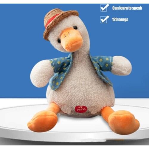 New 25cm Funny Sculpture Repeat Duck Learn To Talk And Sing Plush Toy Repeat Sing And Dancing Toy Cute Home Room Decoration