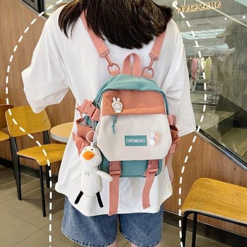 New Fashion Kawaii Small Womens Backpack Girls Cute School Bag Waterproof Nylon Japanese Casual Young Girls Bag Female Mini