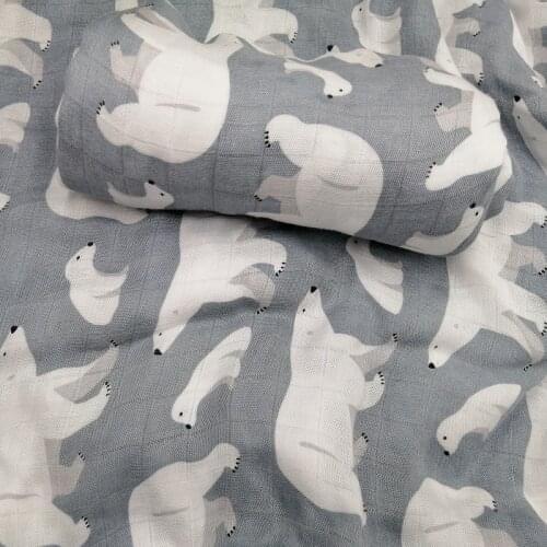 Polar bear 100% bamboo fiber muslin baby blanket swaddle wrap for newborn blankets babies bath towel soft big diaper bedding
