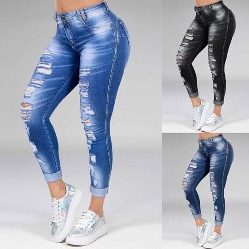 2020 Ripped Skinny Jeans Women 5XL 6XL Large Size Stretch Trousers Sexy Cargo Fashion Jeans Woman Boyfriend Denim Jean Pencil