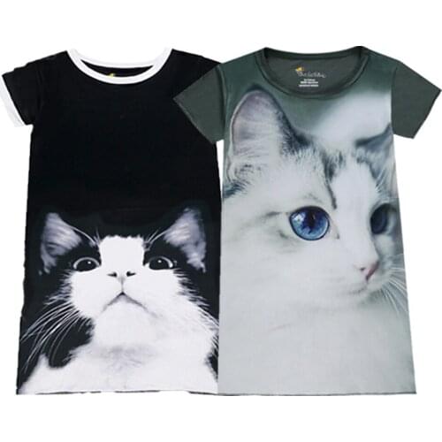 Cartoon Cat Night Dresses for Kids Girls Baby Girls 3D Printing Pajama Gown for 2-10 Years Child Lovely Nightgowns Children Pjs