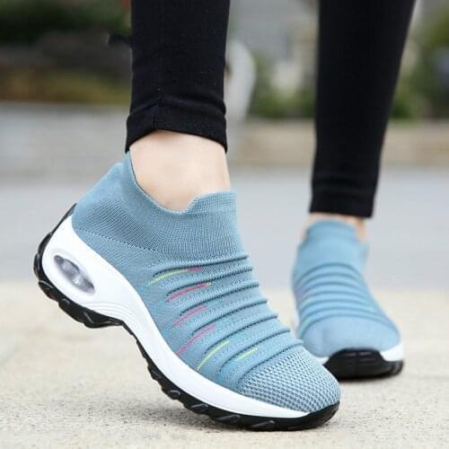 Air cushion mesh casual shoes women sneakers comfortable fashion slip-on platform sneakers woman shoes height increasing