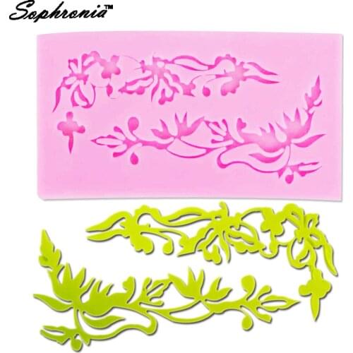 Sophronia Flower Leaf Silicone Lace Border Mold Chocolate Fondant Cake Moulds Kitchen Baking Decorating Cake Tools F1029