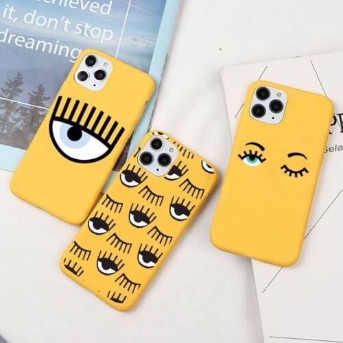 Ferragnies Eyes C-Chiara Phone Case For iphone 12 11 Pro Max Mini XS 8 7 6 6S Plus X SE 2020 XR Candy yellow Silicone cover