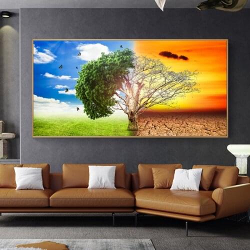 Modern Landscape Season of Tree Painting Wall Art Posters and Prints Natural Scene Wall Pictures for Living Room Home Decoration