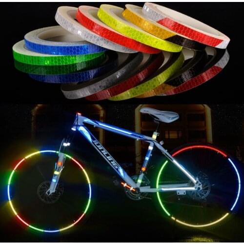 Bicycle Reflective Sticker Strip MTB Bicycle Wheel Motorcycle Sticker Fluorescent Tape Reflector Sticker Cycling Accessories