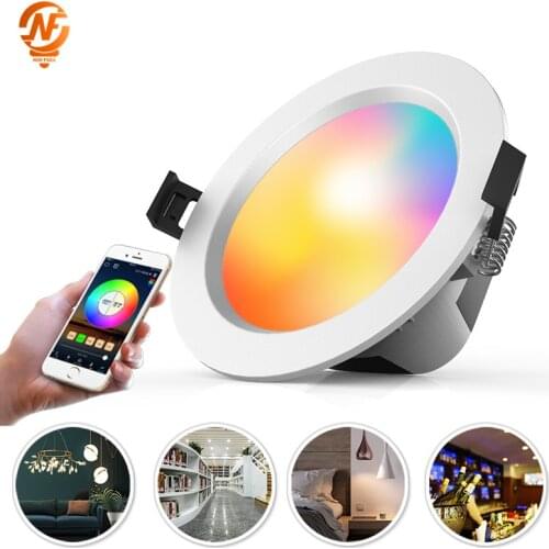 Smart LED Downlight 5W 9W RGB CCT AC110V 220V Dimmable Led Panel Light Round Compatible With APP Remote/Mobile Bluetooth Control