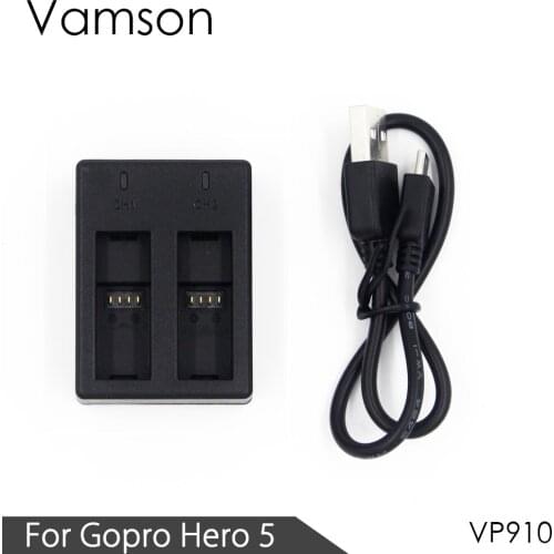 Vamson for GoPro 6 5 for Fully Decoded 2 Channel Charger Battery Pack for gopro hero 8 7 6 5 Sport Camera Accessories VP910