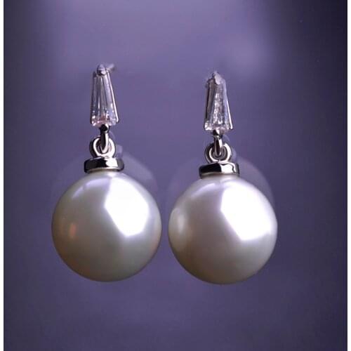 Blucome Clearance Little Simulated Pearl Dangle Earrings Zircon Brass Earrings For Women Girl Wedding Party Jewelry Accessories