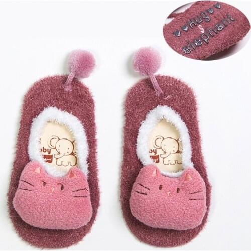 Winter Coral Fleece Baby Cartoon Socks Thick Warm Animal Floor Sock anti slip kids boy girls for Children Newborn 1 3 5 years