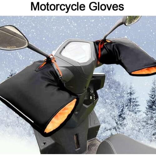 Winter Electric Battery Motorcycle Handle Gloves Thickened Riding Warm Winter Cold Waterproof Wind Men Women PU Leather Mitts