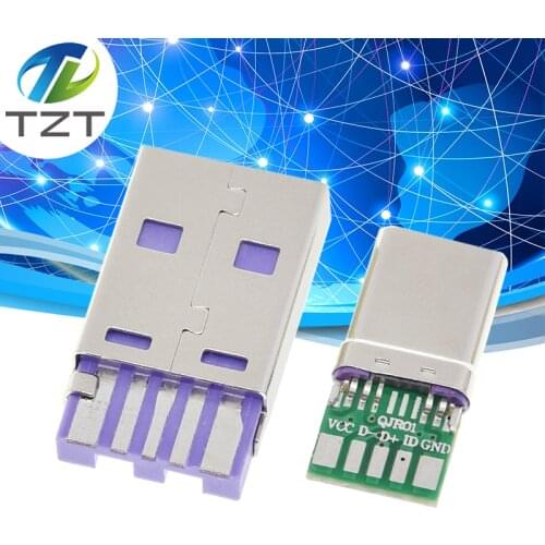 1Set Fast Charge Type-C USB 65W 5A Male Connector Welding With 5Pin PCB + Type A Male 6 Pin USB DIY OTG Data Charge DIY KIT