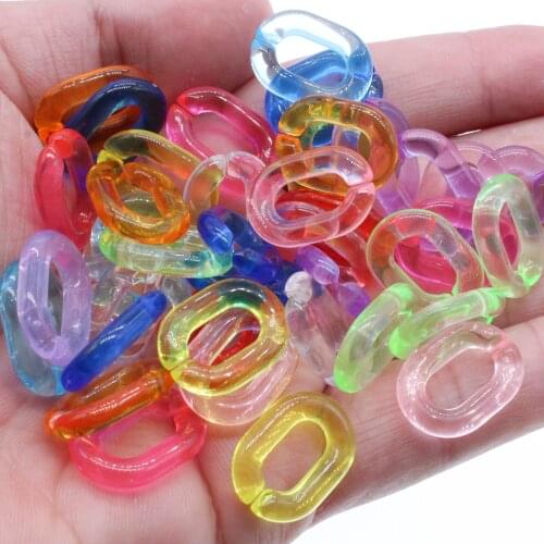 CHONGAI 100Pcs Transparent Mixed Colors Acrylic Twist Oval Open Ring Beads Connector link Chain For Necklace Bracelet Making