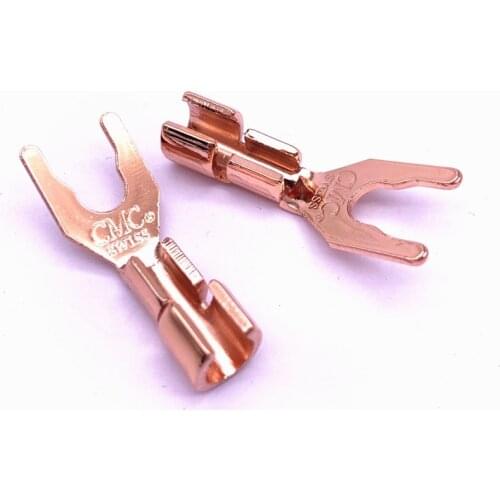 2Pcs CMC Banana Plug Gold Plated RED Copper Y-Type U Y Spade Speaker Male Plugs Adapter Banana Plug Wire Cable Connectors