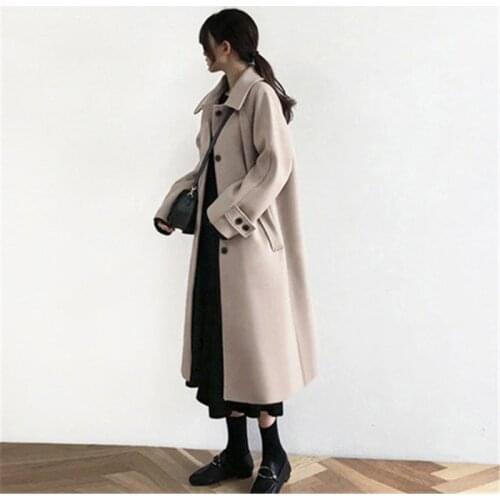 2020 new style Korean single-breasted Woolen Coat for fall/Winter Womens mid-length fashion slim Wool Coats B557