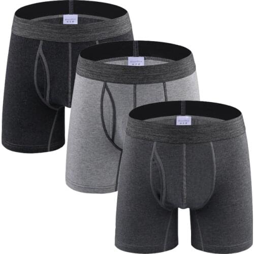 3Pcs/lot Cotton Sexy Mens Underwear Long Leg Boxer Trunks Penis Pouch Home Man Underwear Boxer Sleepwear calzoncillos hombre