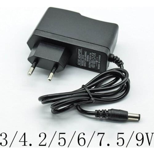 100-240V AC Converter Adapter DC 3/4.2/5/6/7.5/9/12 V 1A/1000mA Power Supply Charger EU Plug 5.5mm * 2.5mm(2.1mm) AC to DC
